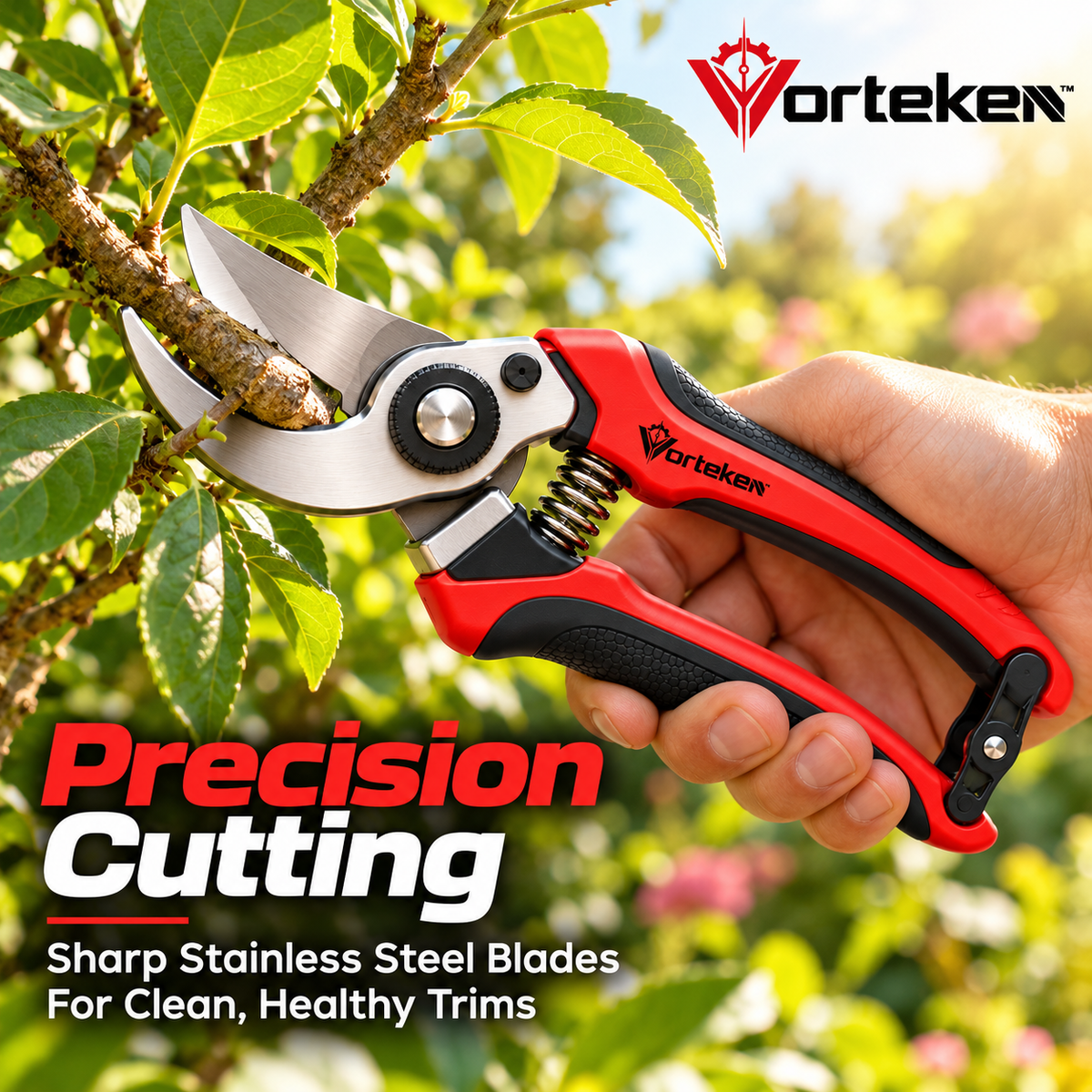 Vorteken™ Professional Garden Pruning Shears with High-Strength Steel Blade & Ergonomic Grip