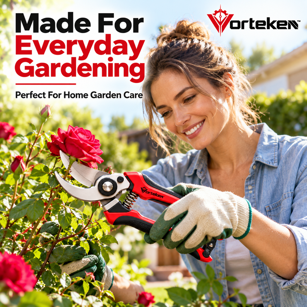 Vorteken™ Professional Garden Pruning Shears with High-Strength Steel Blade & Ergonomic Grip