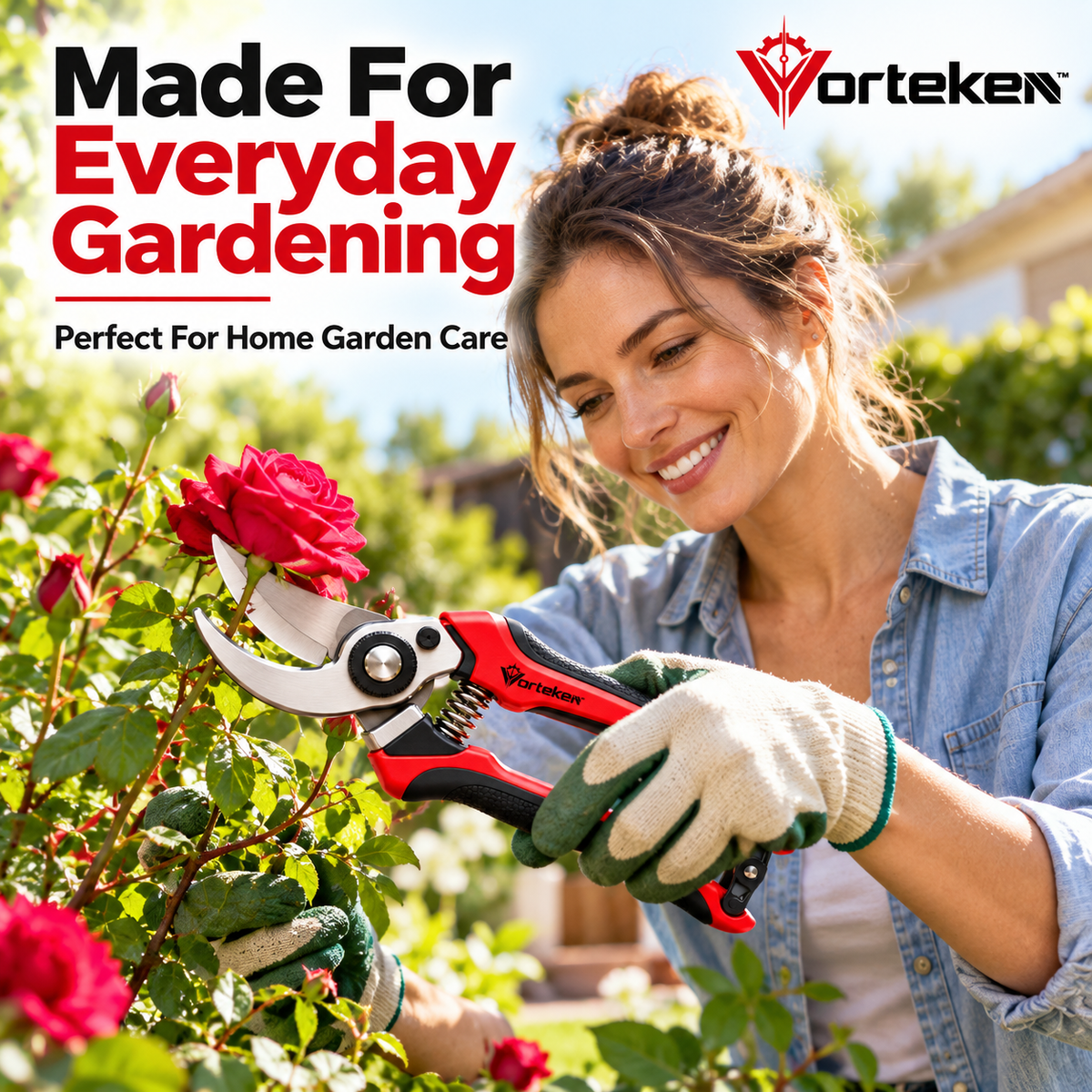 Vorteken™ Professional Garden Pruning Shears with High-Strength Steel Blade & Ergonomic Grip