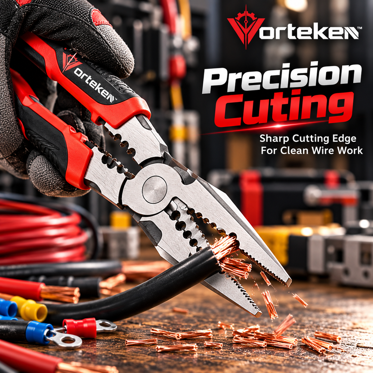 Vorteken™ Multi-Function Electrician Pliers with Cutting, Stripping, Crimping & Gripping Functions