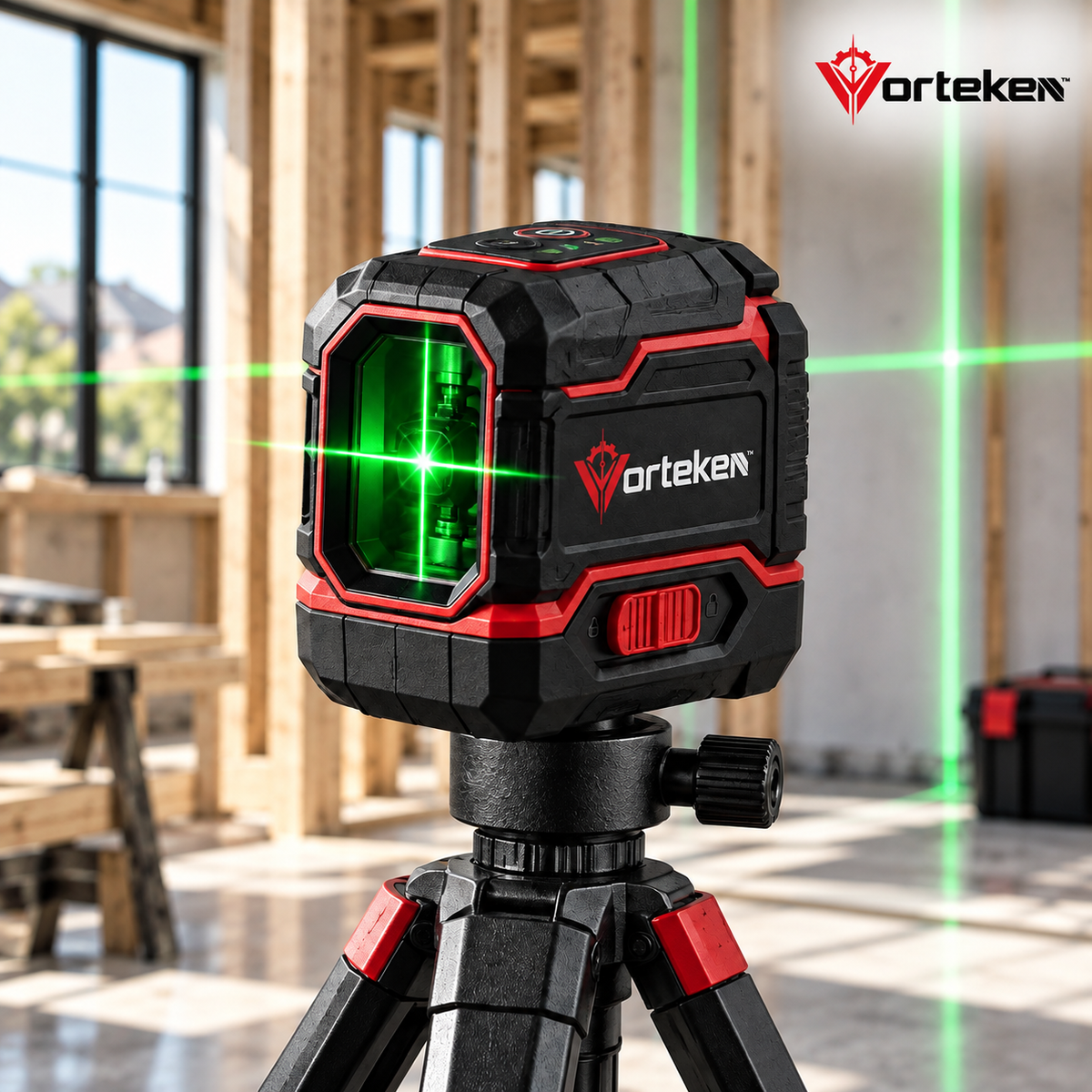 Vorteken™ Self-Leveling Green Laser Level with High-Visibility Cross-Line Alignment