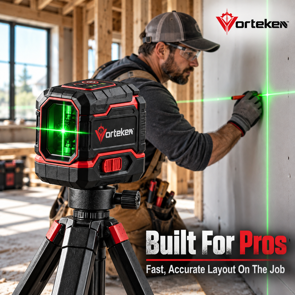 Vorteken™ Self-Leveling Green Laser Level with High-Visibility Cross-Line Alignment
