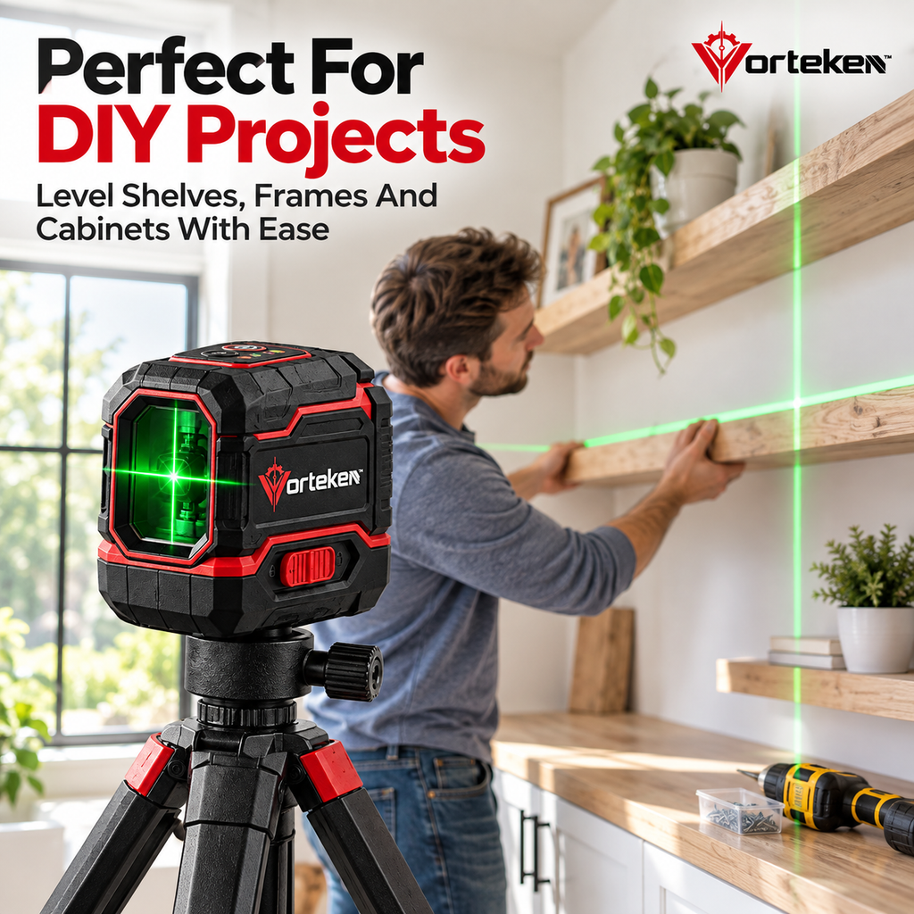 Vorteken™ Self-Leveling Green Laser Level with High-Visibility Cross-Line Alignment
