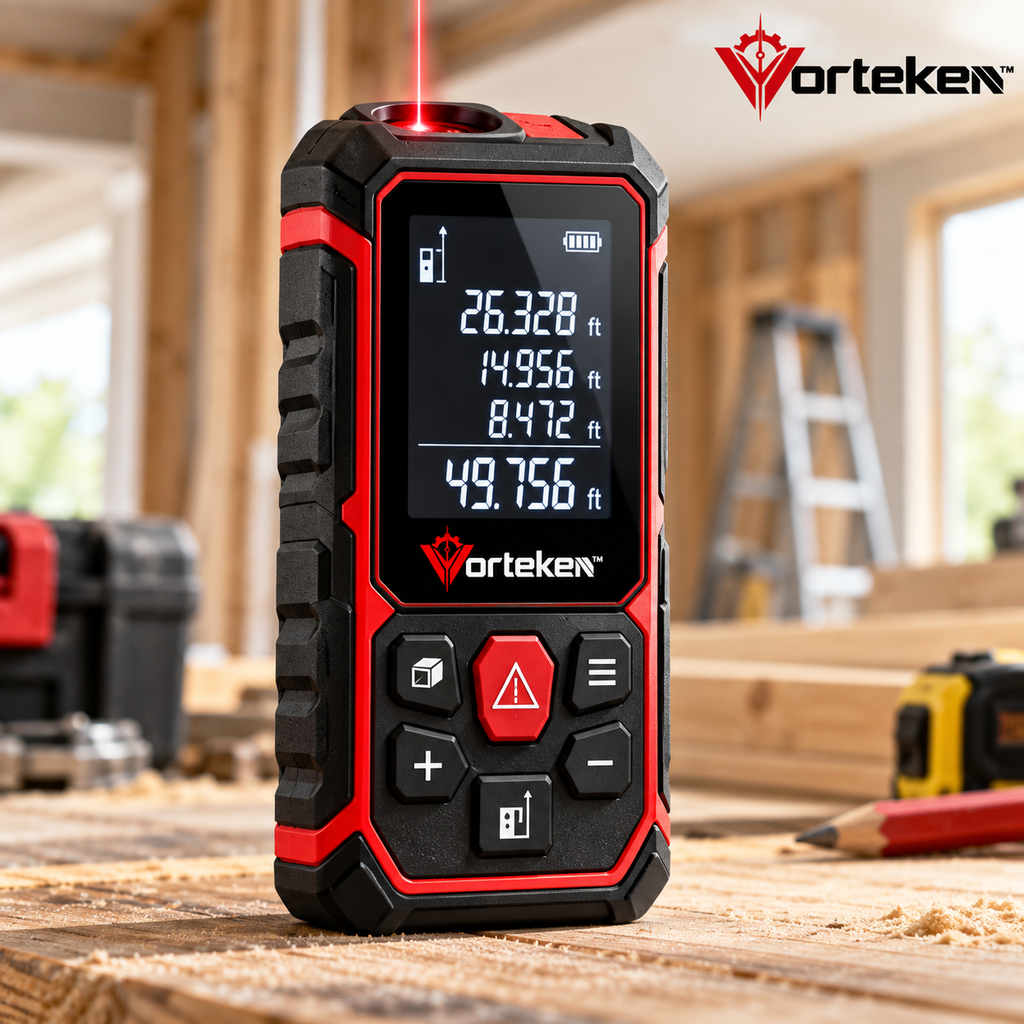Vorteken™ Digital Laser Distance Meter with High Accuracy Measurement & Backlit LCD Display