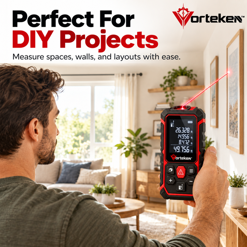 Vorteken™ Digital Laser Distance Meter with High Accuracy Measurement & Backlit LCD Display