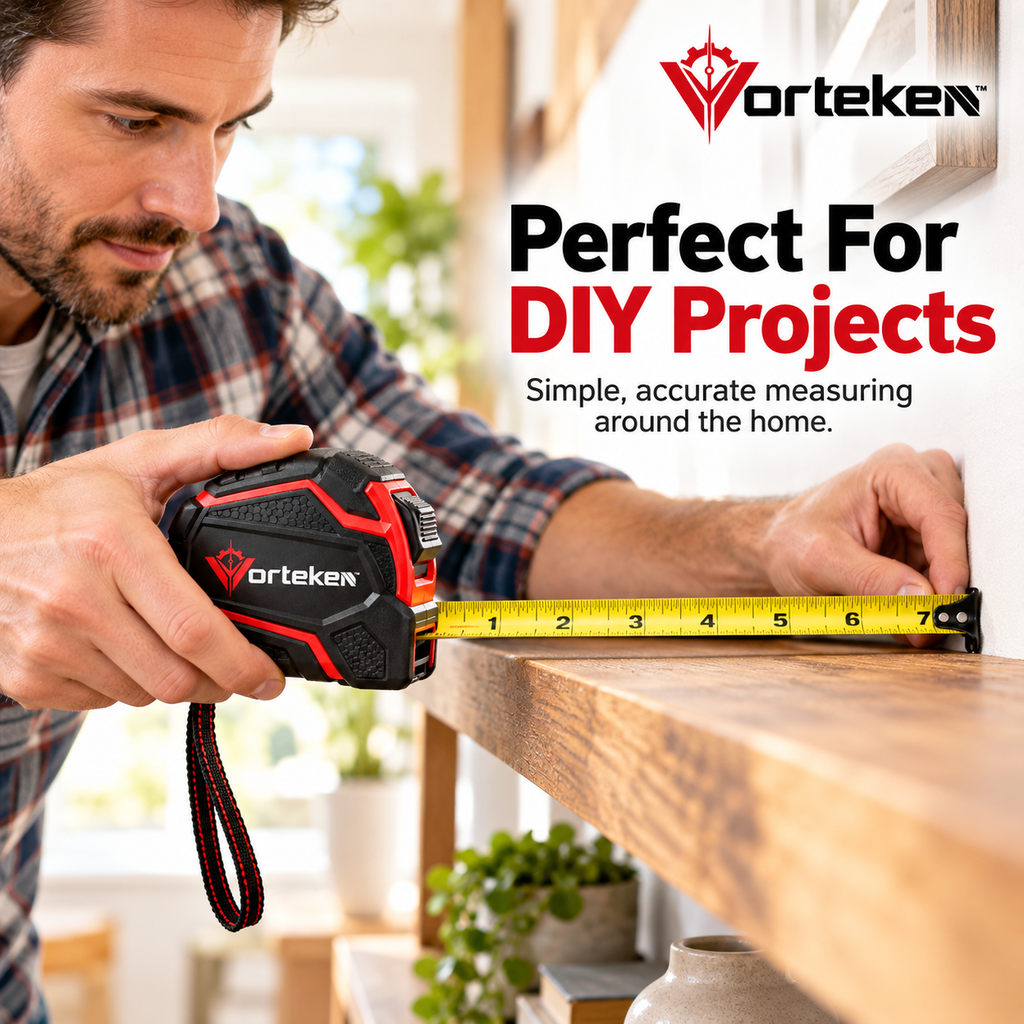Vorteken™ Professional Heavy-Duty Tape Measure with 25FT/7.5M Steel Blade & Impact-Resistant Case