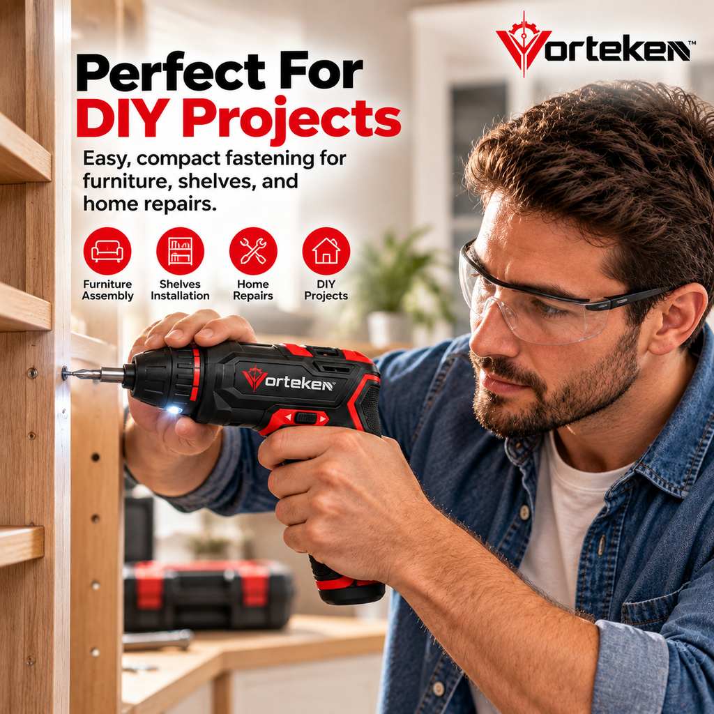 Vorteken™ 3.6V Cordless Electric Screwdriver with USB-C Charging & LED Work Light