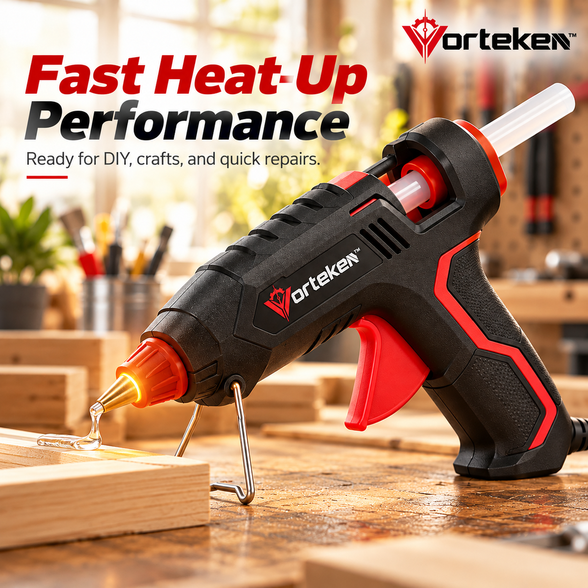 Vorteken™ Fast-Heating Mini Hot Glue Gun with Precision Nozzle & Anti-Drip Design