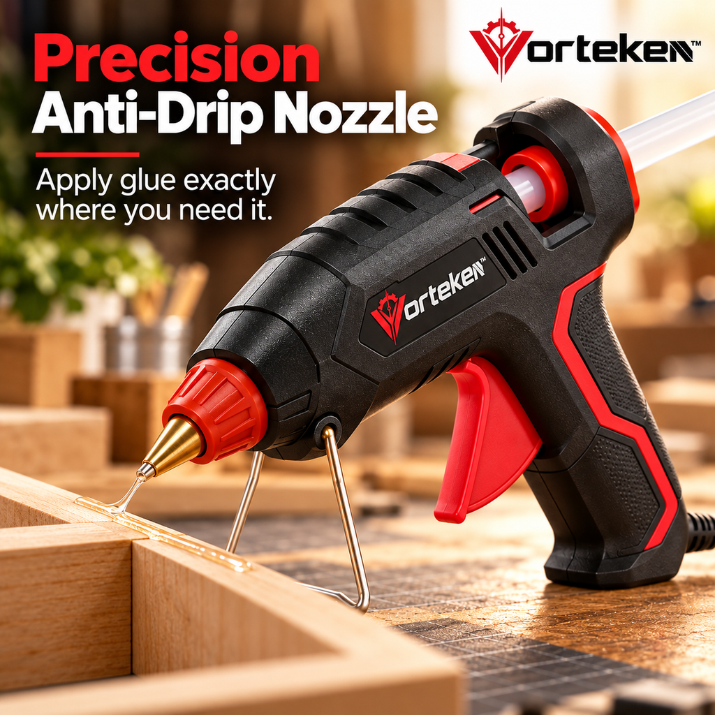 Vorteken™ Fast-Heating Mini Hot Glue Gun with Precision Nozzle & Anti-Drip Design