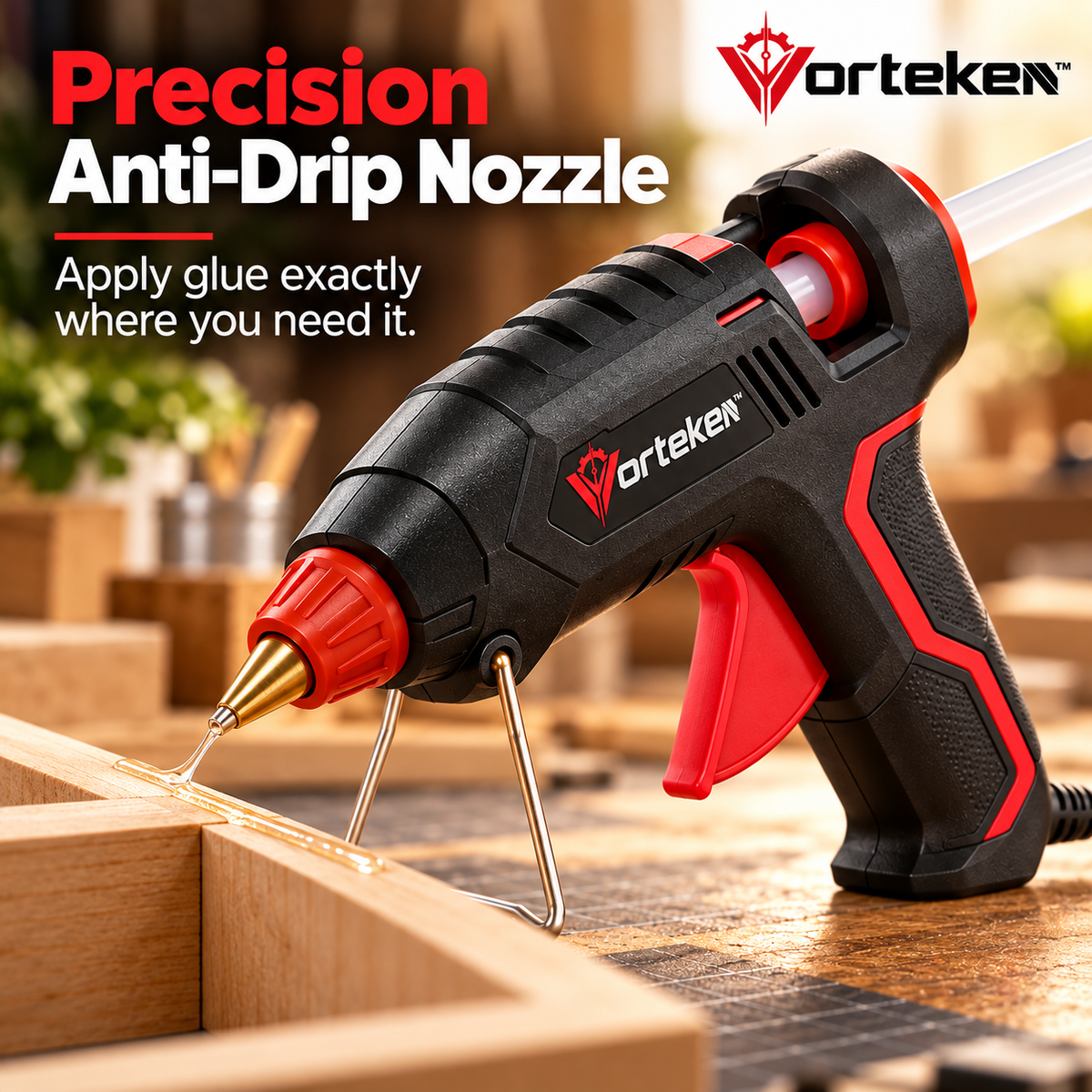 Vorteken™ Fast-Heating Mini Hot Glue Gun with Precision Nozzle & Anti-Drip Design