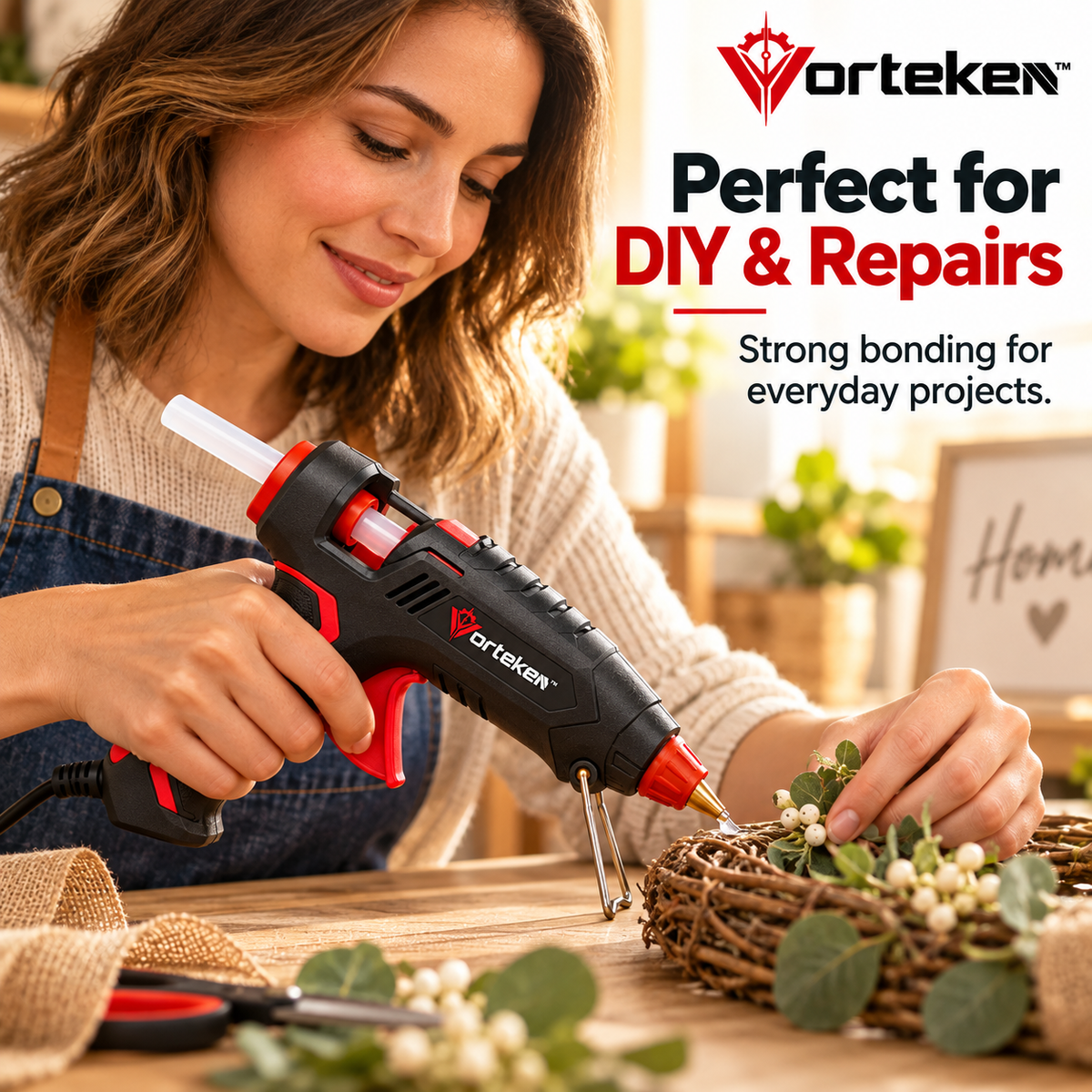 Vorteken™ Fast-Heating Mini Hot Glue Gun with Precision Nozzle & Anti-Drip Design