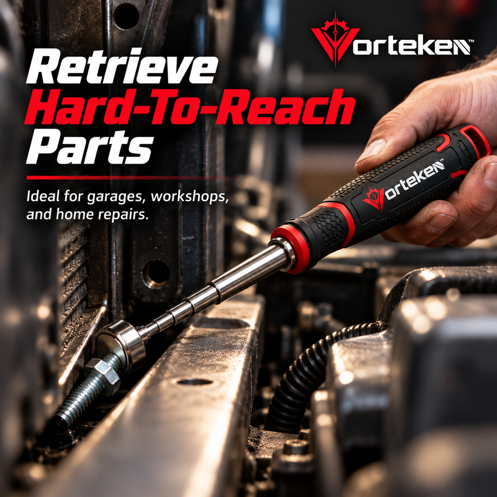 Vorteken™ 25-Inch LED Telescoping Magnetic Pickup Tool with Extended Reach & Retrieval Light