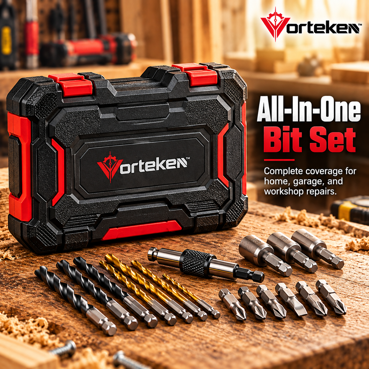 Vorteken™ Professional Impact Drill Bit Set with Multi-Size Alloy Steel Driver Bits