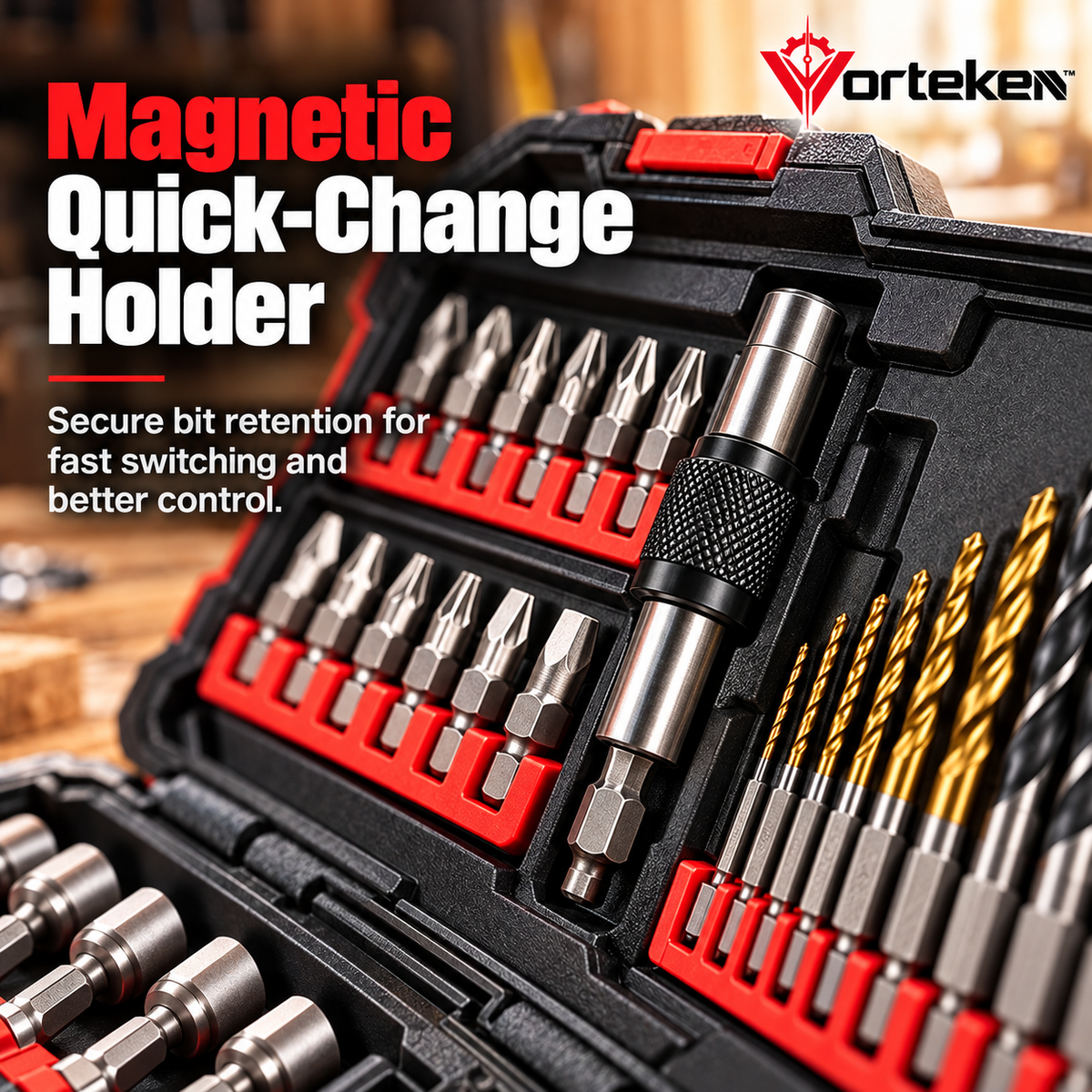 Vorteken™ Professional Impact Drill Bit Set with Multi-Size Alloy Steel Driver Bits