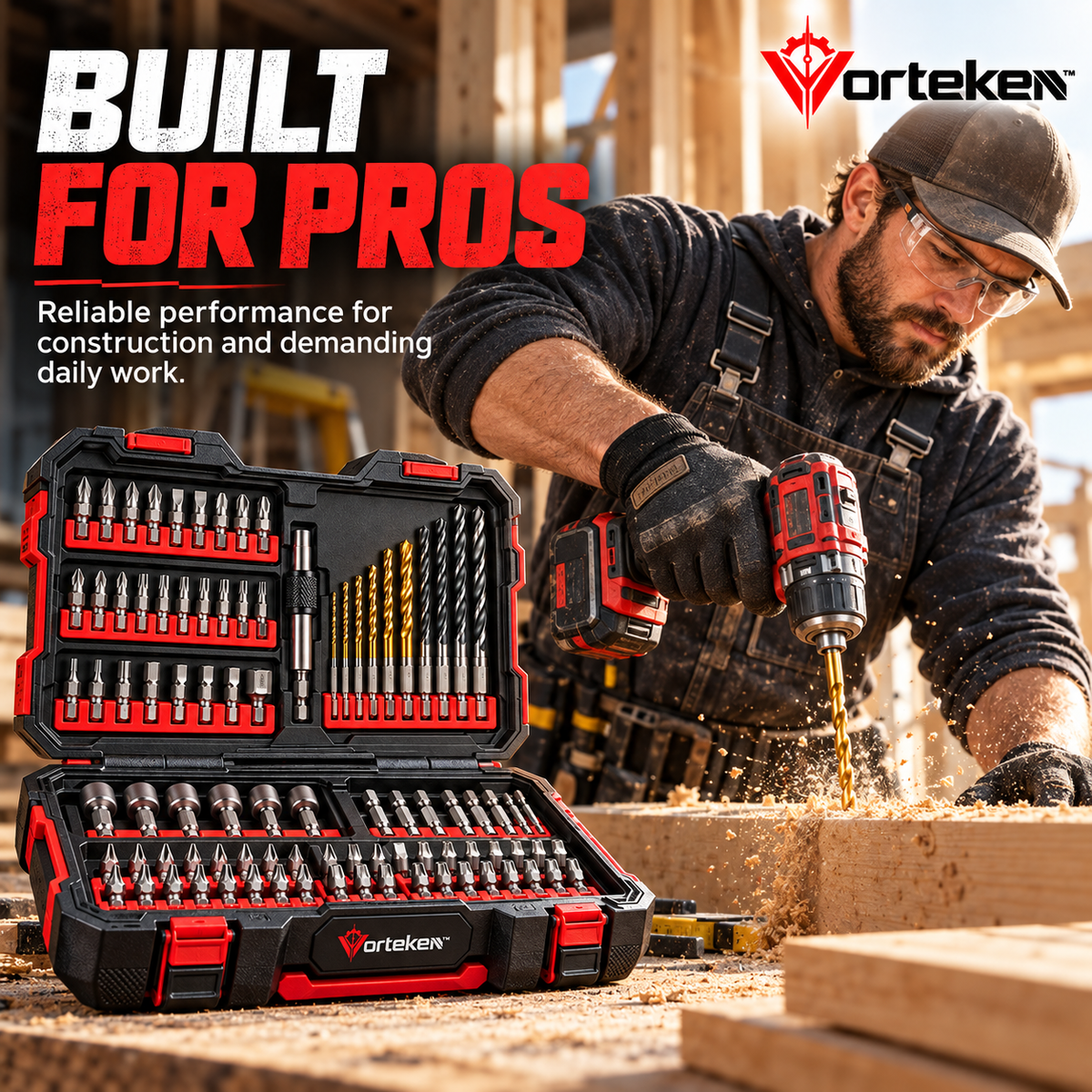 Vorteken™ Professional Impact Drill Bit Set with Multi-Size Alloy Steel Driver Bits