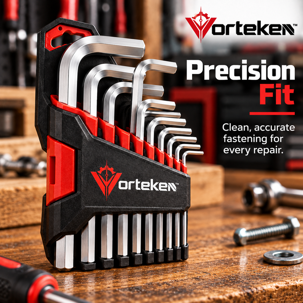 Vorteken™ Heavy-Duty Hex Key Set with Multi-Size Alloy Steel L-Shaped Wrenches