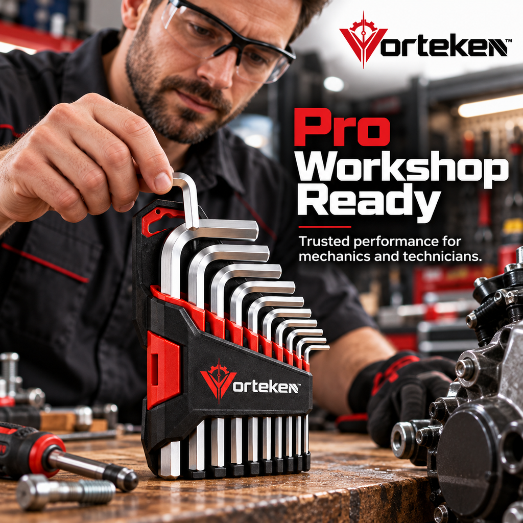 Vorteken™ Heavy-Duty Hex Key Set with Multi-Size Alloy Steel L-Shaped Wrenches