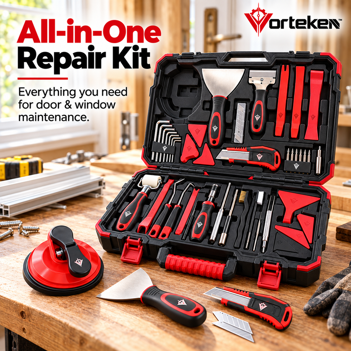 Vorteken™ Door & Window Repair Tool Kit with Complete Home Maintenance Accessories