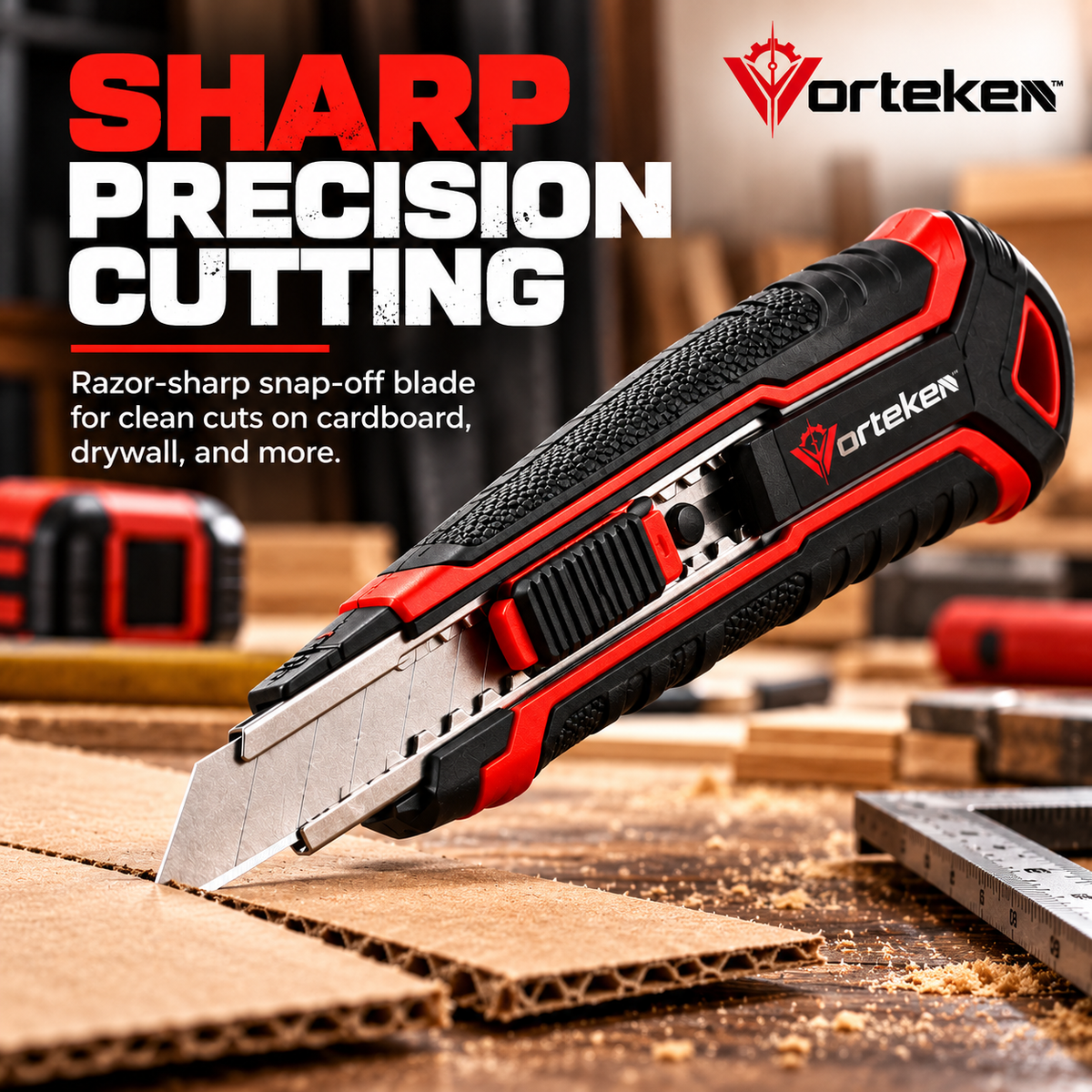 Vorteken™ Heavy-Duty Utility Knife with SK5 Steel Blade & Retractable Safety Lock Design