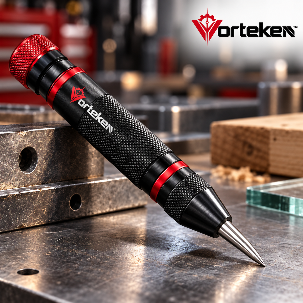 Vorteken™ Adjustable Automatic Center Punch with Hardened Steel Tip & Spring Impact System