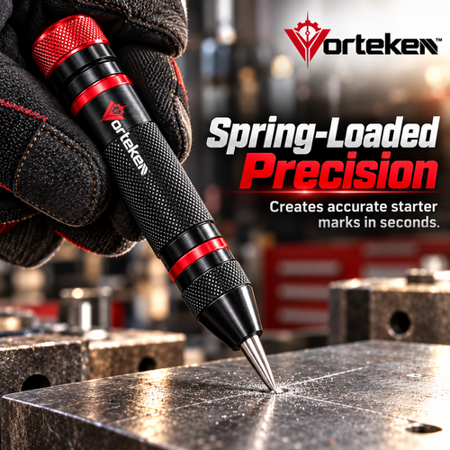 Vorteken™ Adjustable Automatic Center Punch with Hardened Steel Tip & Spring Impact System