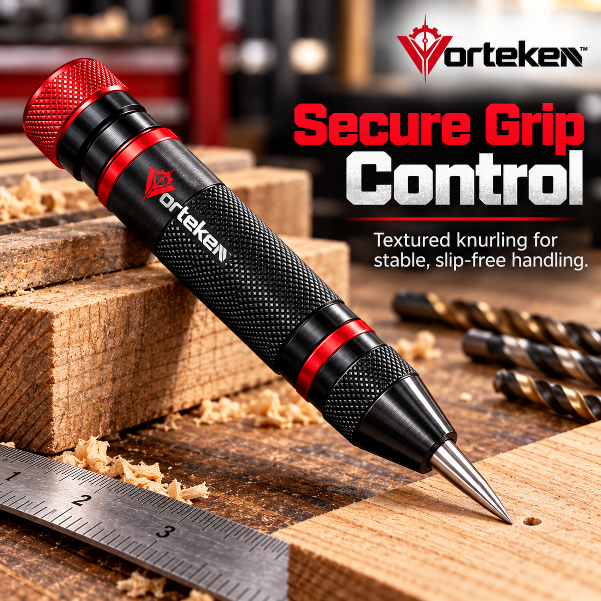 Vorteken™ Adjustable Automatic Center Punch with Hardened Steel Tip & Spring Impact System