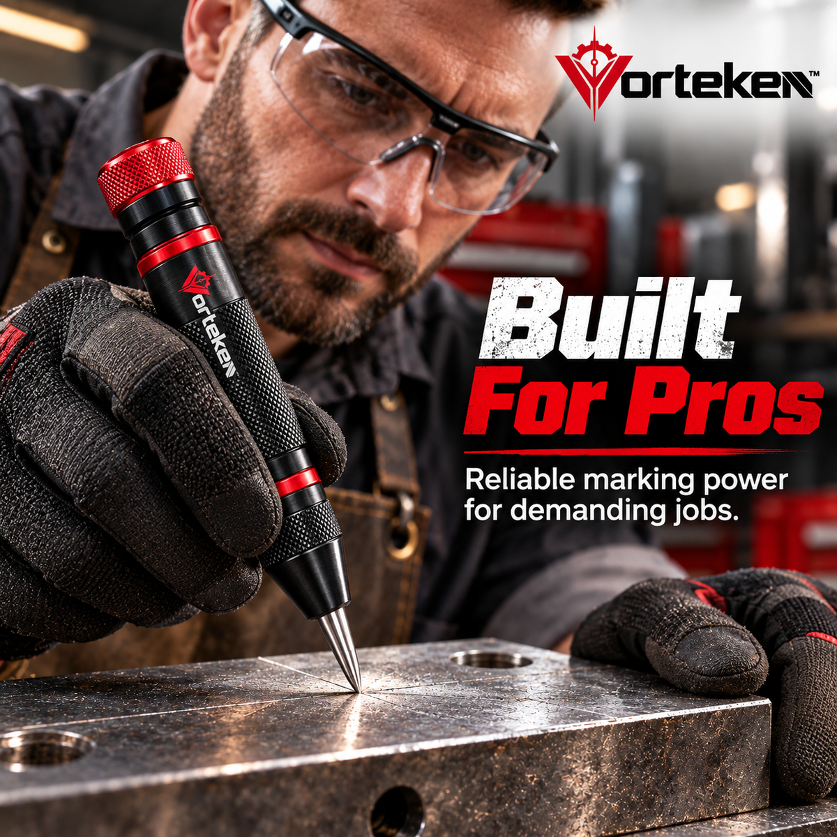 Vorteken™ Adjustable Automatic Center Punch with Hardened Steel Tip & Spring Impact System